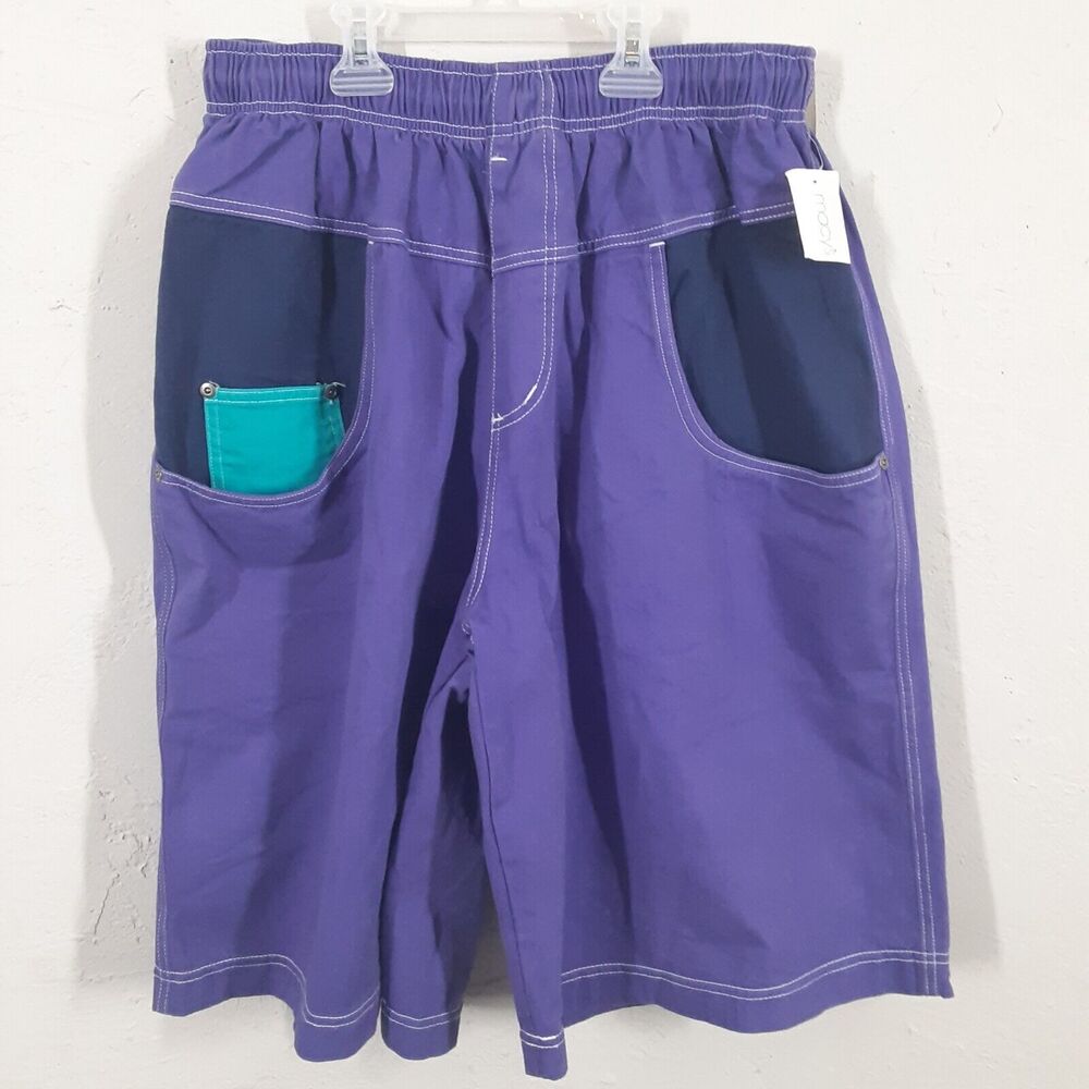Vtg Ocean Pacific OP Mens L Oversize Baggy Purple Utility Shorts Made In USA NWT